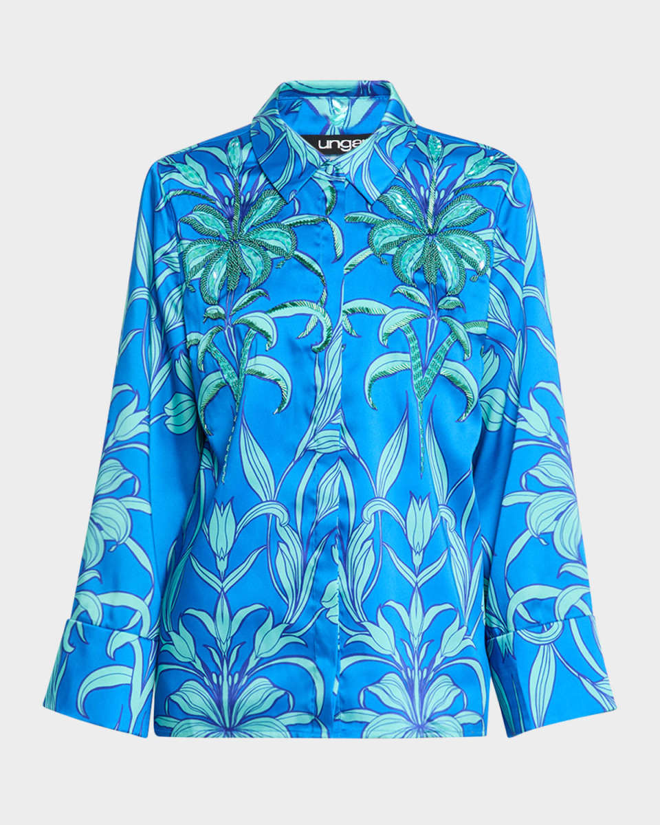 Floral-Print Button-Down Blous